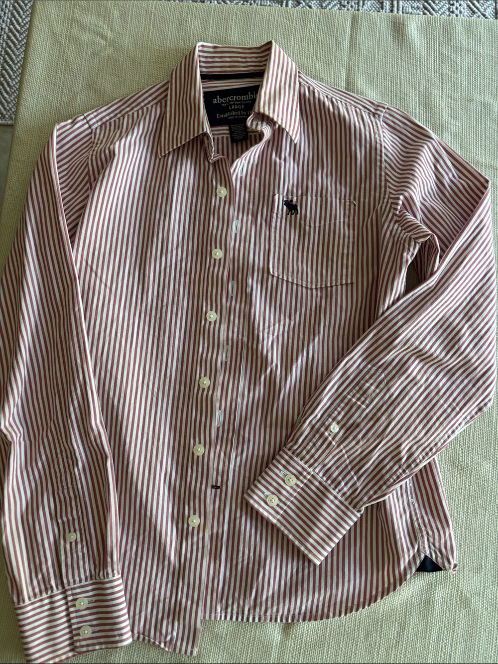 Abercrombie boy’s Red Striped Button-Down Shirt